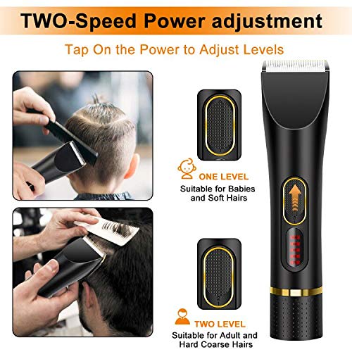 Máquina de Cortapelos profesional, Máquina recortadora de barba Inalámbrico de 2 velocidades Set Recortador de Barba y Cortapelos Kit Familia Batería Recargable para Adulto Niño color negro/oro Máquina de Cortapelos profesional, Máquina recortadora de barba Inalámbrico de 2 velocidades Set Recortador de Barba y Cortapelos Kit Familia Batería Recargable para Adulto Niño color negro/oro