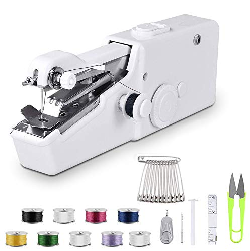 Máquina de coser de mano – Mini máquina de coser portátil de mano máquina de coser eléctrica, máquina de coser rápida y práctica para tela, ropa, tela para niños uso en el hogar o viajes