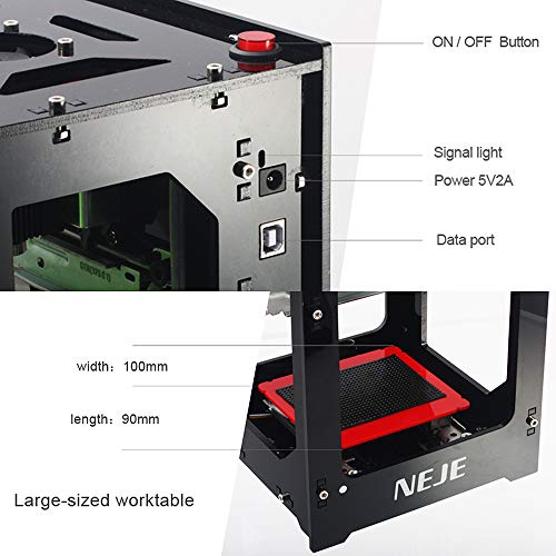 Máquina de Grabado laser,Ritioner 1500mW 405nm grabadora laser con USB,Mini DIY Grabador para Tallar Caoba,Bambú,Tarjetas de Papel etc