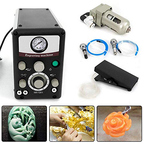 Máquina de grabado neumática de doble cabezal Alta velocidad 8000PRM / min Máquina de grabado de micro incrustaciones de joyería adecuado para la artesanía de la joyería grabadores de hierro forjado