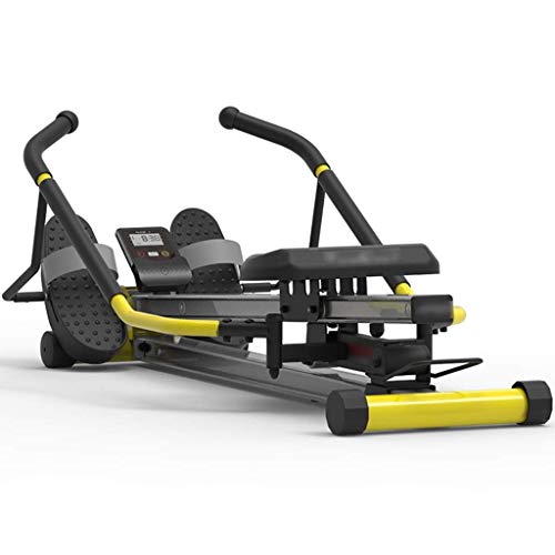 Máquina de remo plegable silenciosa con pantalla de datos, dispositivo de entrenamiento de remo con suspensión ajustable, máquina de remo aeróbica, equipo de ejercicio multifuncional (color: amarillo