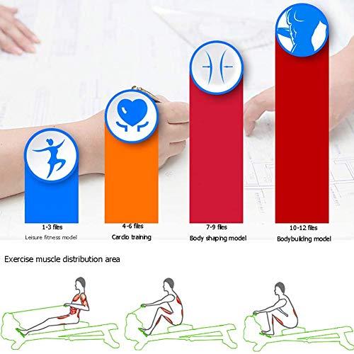 Máquina de remo plegable, sistema de freno magnético sin mantenimiento y Air Rower silencioso, 12 niveles de resistencia ajustable, monitor LCD de computadora de entrenamiento, equipo de fitness