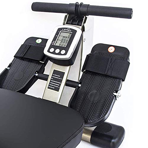 Máquina de remo plegable, sistema de freno magnético sin mantenimiento y Air Rower silencioso, 12 niveles de resistencia ajustable, monitor LCD de computadora de entrenamiento, equipo de fitness