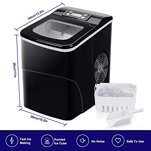 Máquina para hacer hielo FOOING Máquina para hacer cubitos de hielo Encimera lista en 6 minutos de 2 litros con pala para hielo y canasta Pantalla LED Máquina para hacer hielo para el hogar Máquina para hacer hielo FOOING Máquina para hacer cubitos de hielo Encimera lista en 6 minutos de 2 litros con pala para hielo y canasta Pantalla LED Máquina para hacer hielo para el hogar