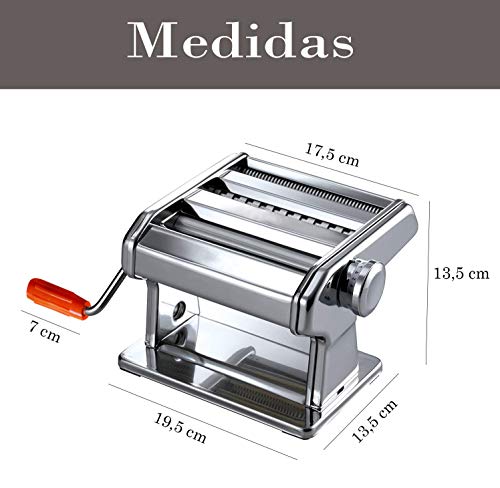 Maquina para Hacer Pasta Fresca Fabricante de Fideos o Tallarines de Acero Inoxidable 3 en 1 Manual con Manivela 9 Velocidades