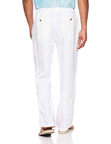 Marca Amazon - 28 Palms Linen Drawstring Pant pantalones casuales, blanco, Medium/30" Inseam