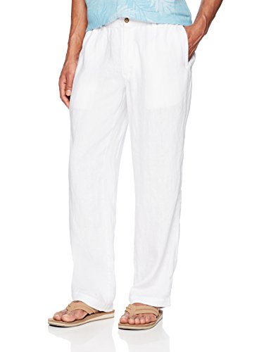 Marca Amazon - 28 Palms Linen Drawstring Pant pantalones casuales, blanco, Medium/30" Inseam