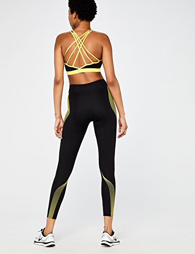 Marca Amazon - AURIQUE Bal181la18 - leggings deporte mujer Mujer, Negro (Black/golden Kiwi), 40, Label:M