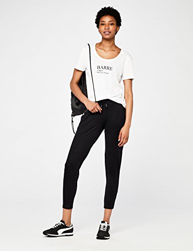 Marca Amazon - AURIQUE Camiseta Deportiva con Eslogan Mujer, Blanco (White (Barre)), 38, Label:S Marca Amazon - AURIQUE Camiseta Deportiva con Eslogan Mujer, Blanco (White (Barre)), 38, Label:S