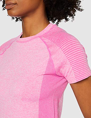 Marca Amazon - AURIQUE Camiseta Deportiva sin Costuras Mujer, Rosa (Pink Marl), 44, Label:XL