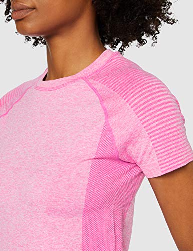 Marca Amazon - AURIQUE Camiseta Deportiva sin Costuras Mujer, Rosa (Pink Marl), 44, Label:XL Marca Amazon - AURIQUE Camiseta Deportiva sin Costuras Mujer, Rosa (Pink Marl), 44, Label:XL