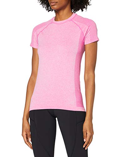 Marca Amazon - AURIQUE Camiseta Deportiva sin Costuras Mujer, Rosa (Pink Marl), 44, Label:XL