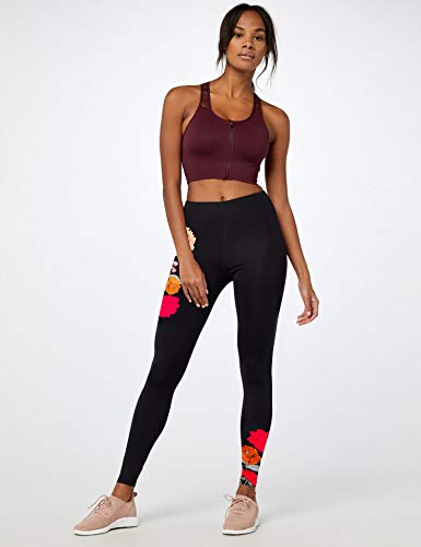 Marca Amazon - AURIQUE Floral Print Legging - Mallas de entrenamiento Mujer, Negro (Black), 38, Label:S Marca Amazon - AURIQUE Floral Print Legging - Mallas de entrenamiento Mujer, Negro (Black), 38, Label:S