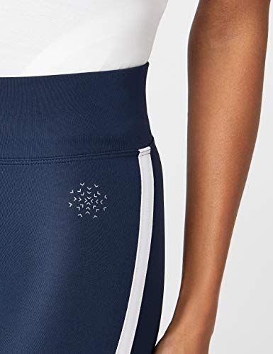 Marca Amazon - AURIQUE Leggings de Deporte con Banda Lateral Estilo Capri Mujer, Azul (Dress Blue), 40, Label:M