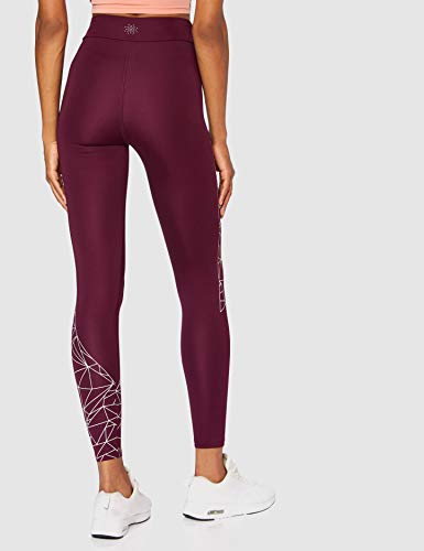 Marca Amazon - AURIQUE Leggings de Deporte con Estampado Óptico Mujer, Morado (Pickled Beet/Lotus), 42, Label:L