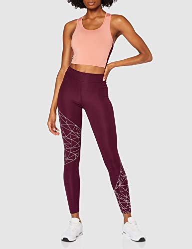 Marca Amazon - AURIQUE Leggings de Deporte con Estampado Óptico Mujer, Morado (Pickled Beet/Lotus), 42, Label:L