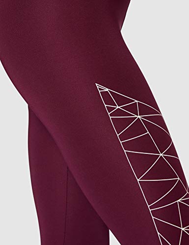 Marca Amazon - AURIQUE Leggings de Deporte con Estampado Óptico Mujer, Morado (Pickled Beet/Lotus), 42, Label:L