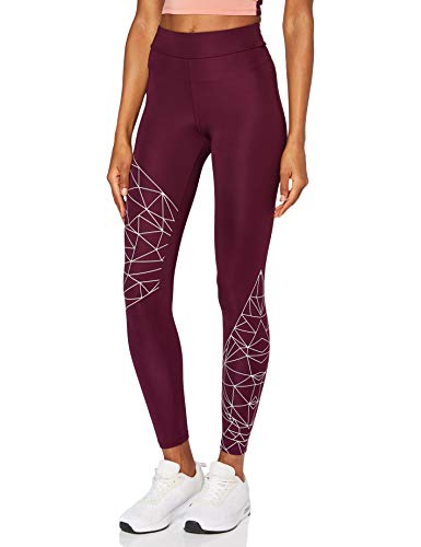 Marca Amazon - AURIQUE Leggings de Deporte con Estampado Óptico Mujer, Morado (Pickled Beet/Lotus), 42, Label:L