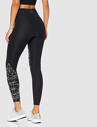 Marca Amazon - AURIQUE Leggings de Deporte con Estampado Óptico Mujer, Negro (Black/White), 38, Label:S