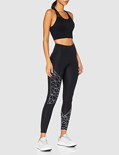 Marca Amazon - AURIQUE Leggings de Deporte con Estampado Óptico Mujer, Negro (Black/White), 38, Label:S