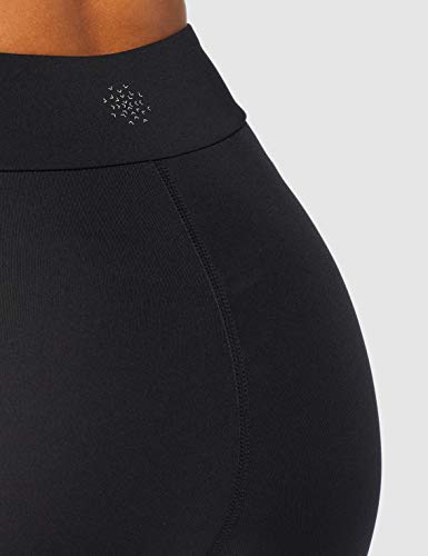 Marca Amazon - AURIQUE Leggings de Deporte con Estampado Óptico Mujer, Negro (Black/White), 38, Label:S