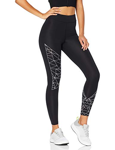 Marca Amazon - AURIQUE Leggings de Deporte con Estampado Óptico Mujer, Negro (Black/White), 38, Label:S