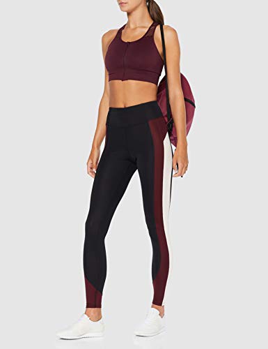 Marca Amazon - AURIQUE Mallas de Deporte Combinadas con Tiro Alto Mujer, Negro (Black/Port/Blush), 40, Label:M Marca Amazon - AURIQUE Mallas de Deporte Combinadas con Tiro Alto Mujer, Negro (Black/Port/Blush), 40, Label:M