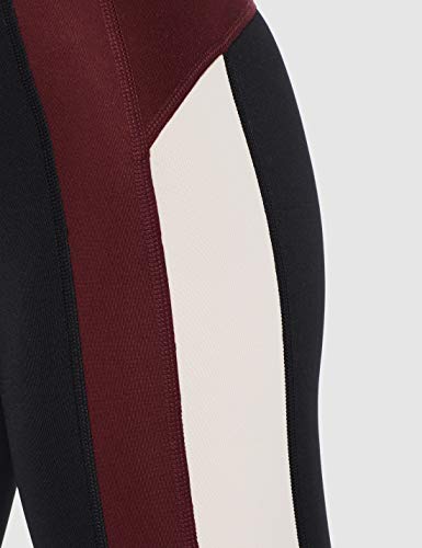 Marca Amazon - AURIQUE Mallas de Deporte Combinadas con Tiro Alto Mujer, Negro (Black/Port/Blush), 40, Label:M Marca Amazon - AURIQUE Mallas de Deporte Combinadas con Tiro Alto Mujer, Negro (Black/Port/Blush), 40, Label:M