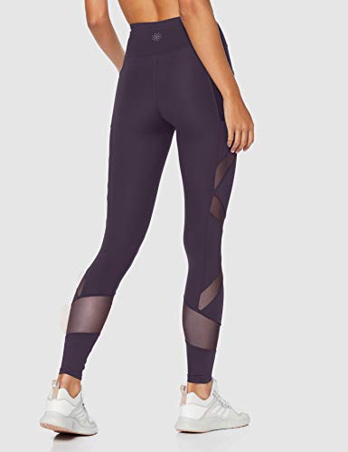 Marca Amazon - AURIQUE Mallas de Deporte con Panel de Rejilla Mujer, Morado (Nightshade), 40, Label:M