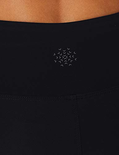 Marca Amazon - AURIQUE Mallas de Deporte con Panel de Rejilla Mujer, Negro (Black), 40, Label:M