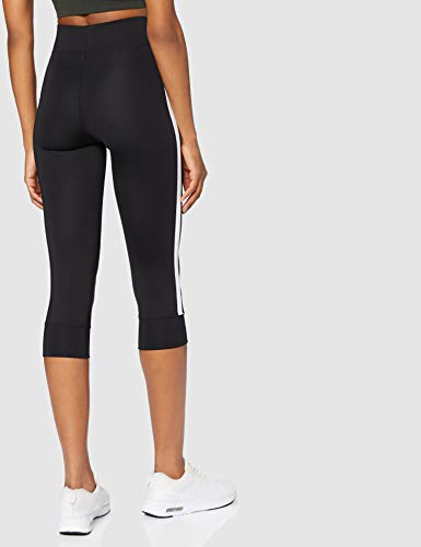 Marca Amazon - AURIQUE Mallas de Deporte Cortas con Banda Lateral Mujer, Negro (Black), 42, Label:L