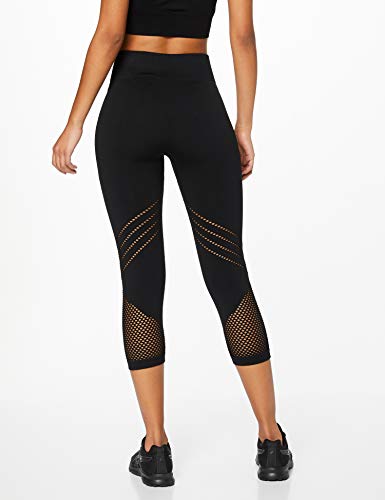 Marca Amazon - AURIQUE Mallas de Deporte Cortas sin Costuras Mujer, Negro (Black), 42, Label:L