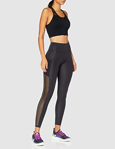 Marca Amazon - AURIQUE Mallas de Deporte de Tiro Alto con Banda Lateral Mujer, Negro (Black/White), 38, Label:S Marca Amazon - AURIQUE Mallas de Deporte de Tiro Alto con Banda Lateral Mujer, Negro (Black/White), 38, Label:S