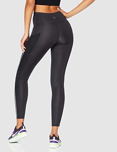Marca Amazon - AURIQUE Mallas de Deporte de Tiro Alto con Banda Lateral Mujer, Negro (Black/White), 38, Label:S Marca Amazon - AURIQUE Mallas de Deporte de Tiro Alto con Banda Lateral Mujer, Negro (Black/White), 38, Label:S