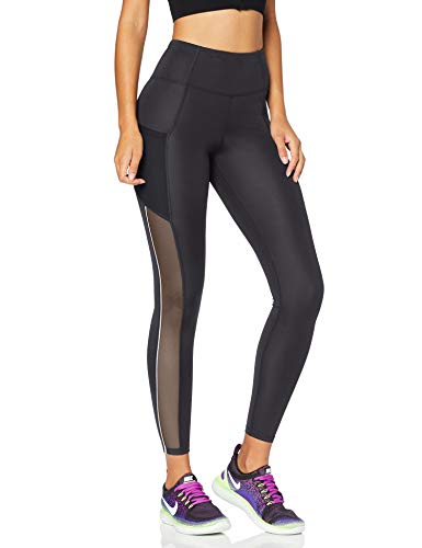 Marca Amazon - AURIQUE Mallas de Deporte de Tiro Alto con Banda Lateral Mujer, Negro (Black/White), 38, Label:S Marca Amazon - AURIQUE Mallas de Deporte de Tiro Alto con Banda Lateral Mujer, Negro (Black/White), 38, Label:S