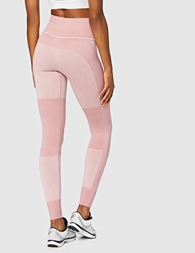 Marca Amazon - AURIQUE Mallas de Deporte sin Costuras de Tiro Alto Mujer, Rosa (Dusky Pink), 44, Label:XL