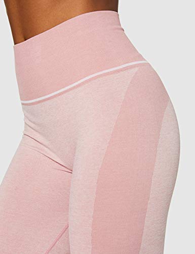 Marca Amazon - AURIQUE Mallas de Deporte sin Costuras de Tiro Alto Mujer, Rosa (Dusky Pink), 44, Label:XL