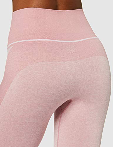 Marca Amazon - AURIQUE Mallas de Deporte sin Costuras de Tiro Alto Mujer, Rosa (Dusky Pink), 44, Label:XL