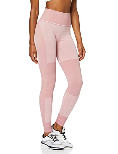 Marca Amazon - AURIQUE Mallas de Deporte sin Costuras de Tiro Alto Mujer, Rosa (Dusky Pink), 44, Label:XL