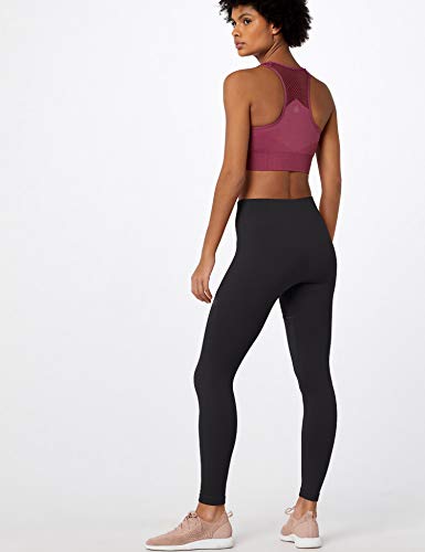 Marca Amazon - AURIQUE Mallas de Deporte sin Costuras Mujer, Negro (Black), 40, Label:M