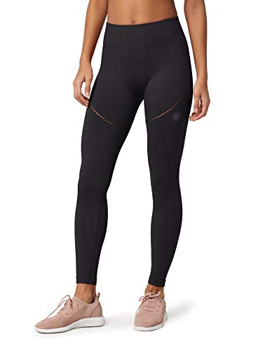 Marca Amazon - AURIQUE Mallas de Deporte sin Costuras Mujer, Negro (Black), 40, Label:M