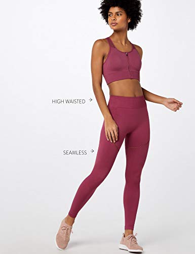 Marca Amazon - AURIQUE Mallas de Deporte sin Costuras Mujer, Rosa (Hawthorne Rose), 40, Label:M