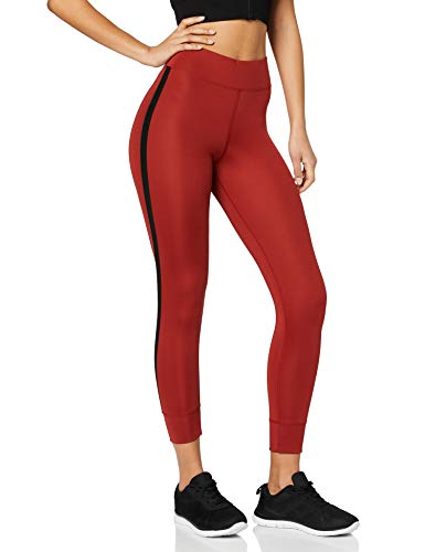 Marca Amazon - AURIQUE Mallas de Entrenamiento 7/8 con Banda Lateral Mujer, Rojo (Red Dhalia), 40, Label:M Marca Amazon - AURIQUE Mallas de Entrenamiento 7/8 con Banda Lateral Mujer, Rojo (Red Dhalia), 40, Label:M