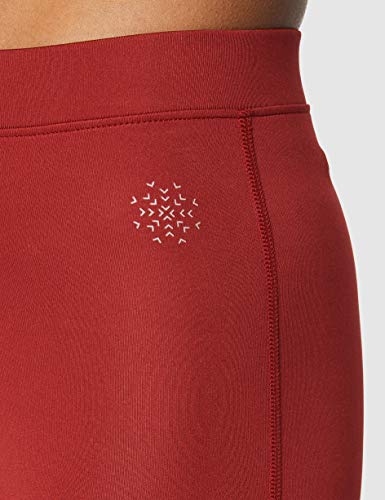 Marca Amazon - AURIQUE Mallas Largas de Deporte Mujer, Rojo (Red Dhalia), 38, Label:S