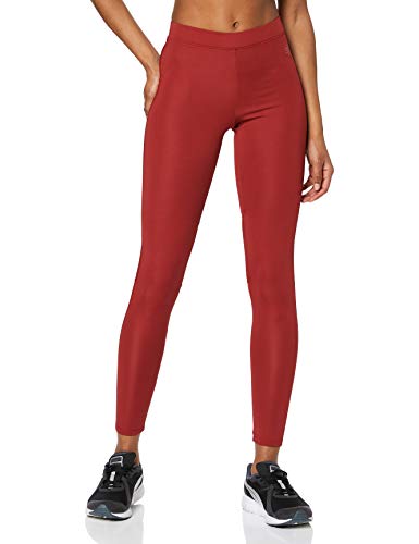 Marca Amazon - AURIQUE Mallas Largas de Deporte Mujer, Rojo (Red Dhalia), 38, Label:S