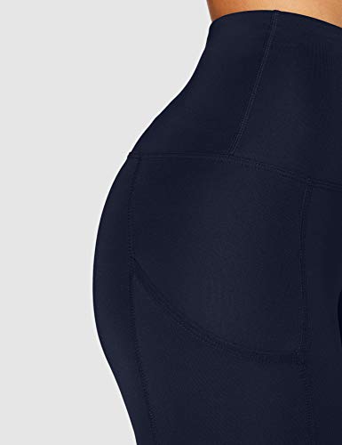 Marca Amazon - AURIQUE Mallas para Correr con Tiro Alto Mujer, Azul (Navy), 36, Label:XS