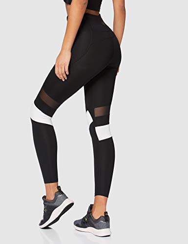 Marca Amazon - AURIQUE Mallas para Correr por el Tobillo de Tiro Alto Mujer, Negro (Black/White), 42, Label:L Marca Amazon - AURIQUE Mallas para Correr por el Tobillo de Tiro Alto Mujer, Negro (Black/White), 42, Label:L