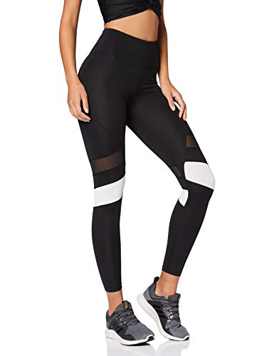Marca Amazon - AURIQUE Mallas para Correr por el Tobillo de Tiro Alto Mujer, Negro (Black/White), 42, Label:L Marca Amazon - AURIQUE Mallas para Correr por el Tobillo de Tiro Alto Mujer, Negro (Black/White), 42, Label:L