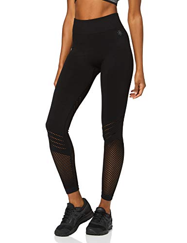 Marca Amazon - AURIQUE Mallas para Correr sin Costuras Mujer, Negro (Black), 42, Label:L