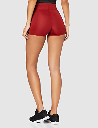 Marca Amazon - AURIQUE Shorts de Deporte con Banda Lateral Mujer, Rojo (Red Dhalia), 38, Label:S